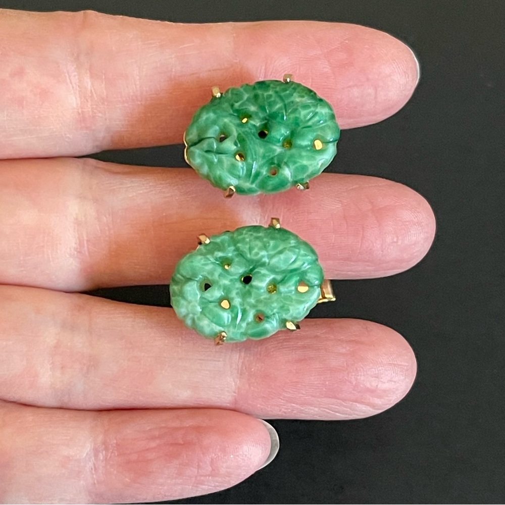 Vintage Marvella faux Jade cufflinks.